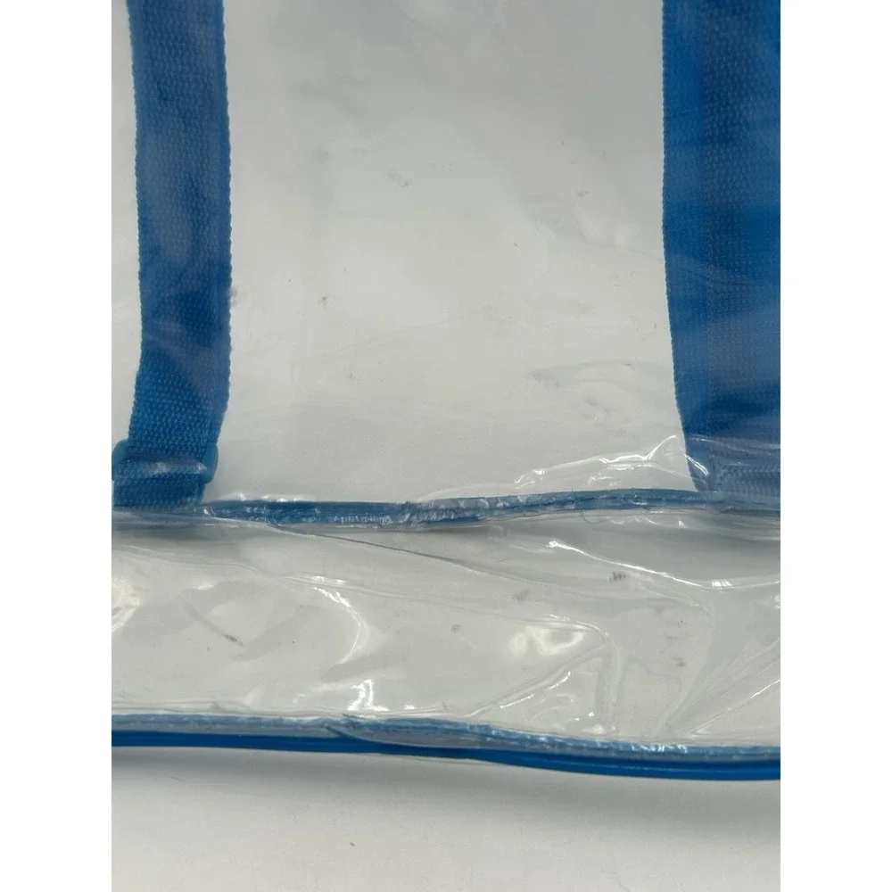 Vintage‎ 90s Y2K Lisa Frank Logo Clear Backpack See-Thru Vinyl Blue Straps 15